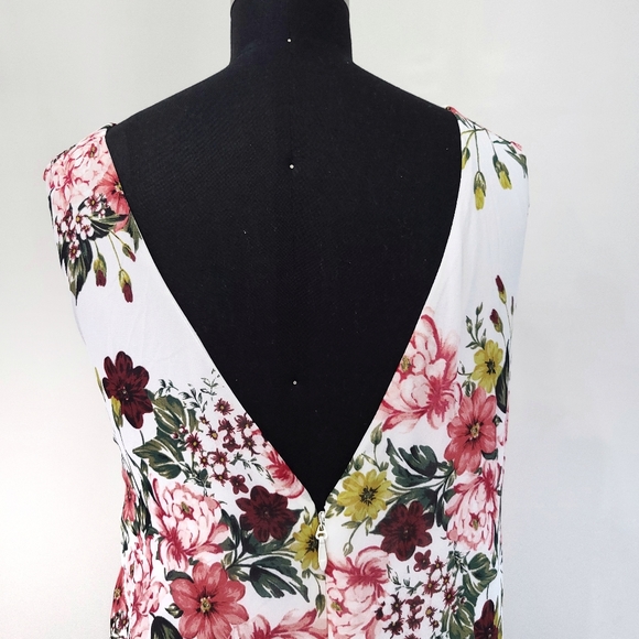 Torrid WHITE Romantic Floral Chiffon High Low Hem Dress - Picture 9 of 13